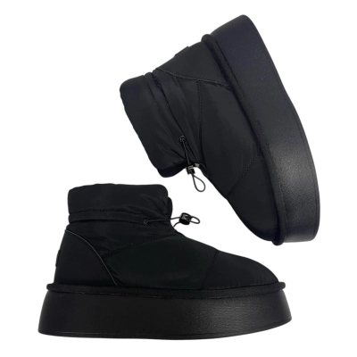 Дутики женские на зиму текстильные черные M6015-11 Дутики женские на зиму текстильные черные M6015-11