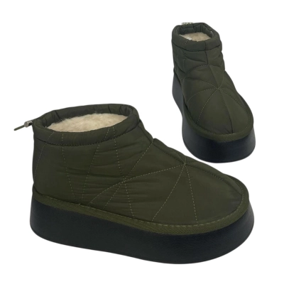 Дутики женские на зиму текстильные хаки M6014-6 Дутики женские на зиму текстильные хаки M6014-6