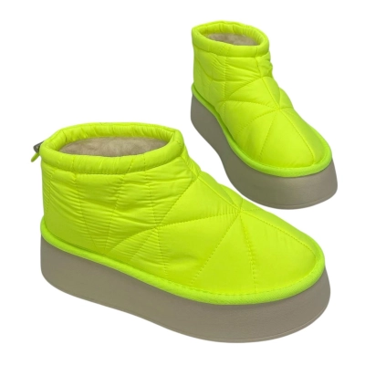 Дутики женские на зиму текстильные лимонные M6014-5 Дутики женские на зиму текстильные лимонные M6014-5