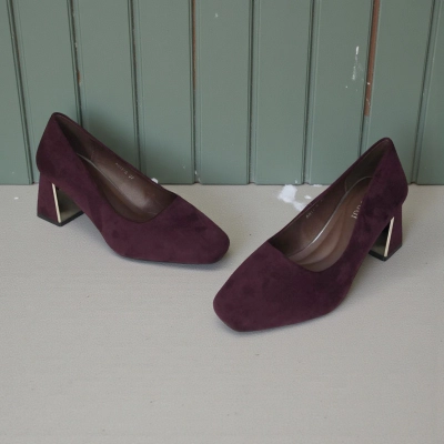 Туфли женские на каблуке искусственная замша баклажановые 12050 Туфли женские на каблуке искусственная замша баклажановые 12050