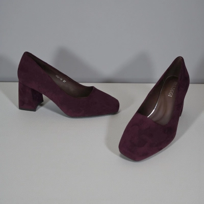 Туфли женские на каблуке искусственная замша баклажановые 12057 Туфли женские на каблуке искусственная замша баклажановые 12057