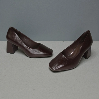 Туфли женские на каблуке искусственная кожа шоколадные 12058 Туфли женские на каблуке искусственная кожа шоколадные 12058