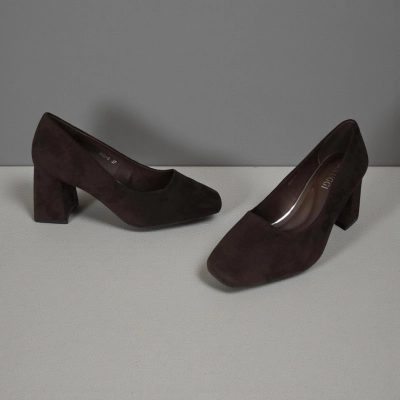 Туфли женские на каблуке искусственная замша шоколадные 12062 Туфли женские на каблуке искусственная замша шоколадные 12062