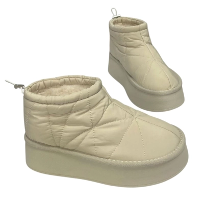 Дутики женские на зиму текстильные бежевые M6014-13 Дутики женские на зиму текстильные бежевые M6014-13