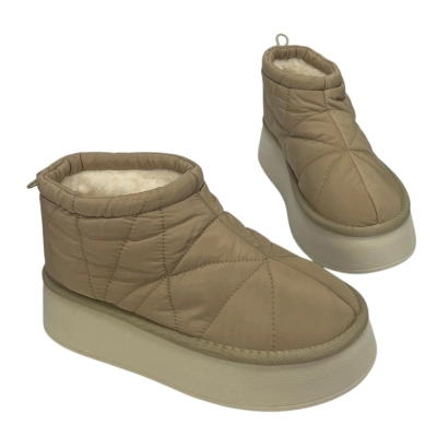 Дутики женские на зиму текстильные коричневые M6014-15 Дутики женские на зиму текстильные коричневые M6014-15