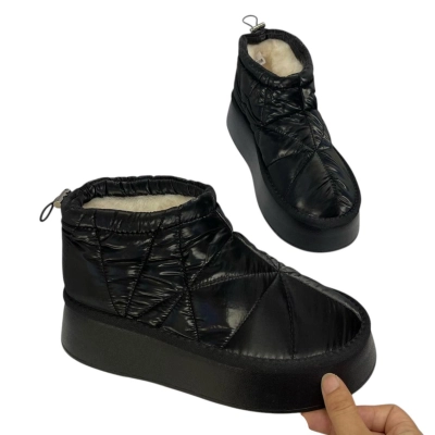 Дутики женские на зиму текстильные черные M6014-21 Дутики женские на зиму текстильные черные M6014-21