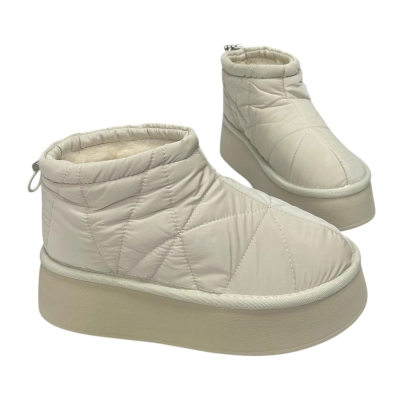 Дутики женские на зиму текстильные бежевые M6014-23 Дутики женские на зиму текстильные бежевые M6014-23