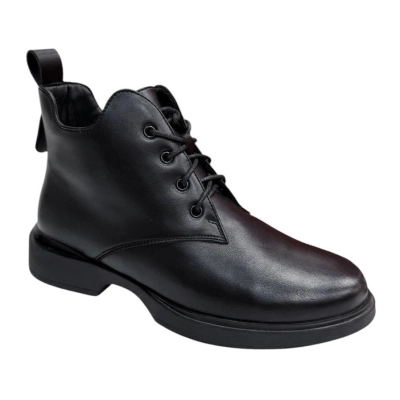 Ботинки женские демисезонные PINDIAN прессованная кожа черные 8627 Ботинки женские демисезонные PINDIAN прессованная кожа черные 8627