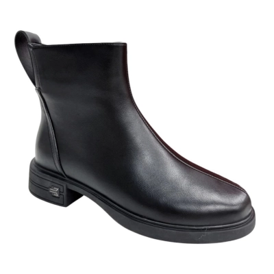 Ботинки женские демисезонные PINDIAN прессованная кожа черные 8633 Ботинки женские демисезонные PINDIAN прессованная кожа черные 8633