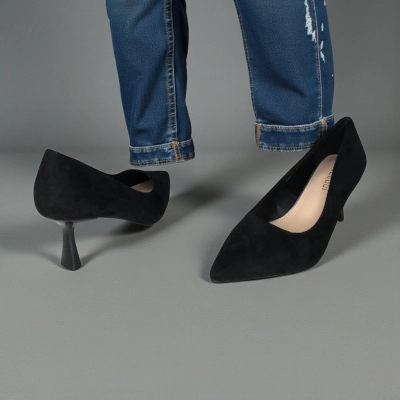 Туфли женские лодочки искусственная замша черные 12067 Туфли женские лодочки искусственная замша черные 12067