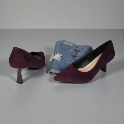 Туфли женские лодочки искусственная замша баклажановые 12068 Туфли женские лодочки искусственная замша баклажановые 12068