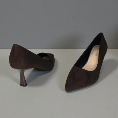 Туфли женские лодочки искусственная замша шоколадные 12077 Туфли женские лодочки искусственная замша шоколадные 12077