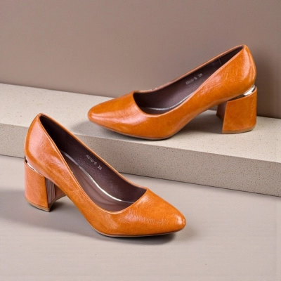 Туфли женские лодочки искусственная кожа оранжевые 12099 Туфли женские лодочки искусственная кожа оранжевые 12099