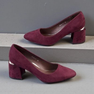 Туфли женские лодочки искусственная замша бордовые 12102 Туфли женские лодочки искусственная замша бордовые 12102