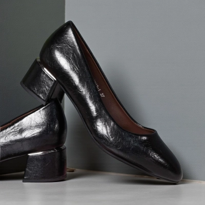 Туфли женские лодочки искусственная кожа черные 12110 Туфли женские лодочки искусственная кожа черные 12110