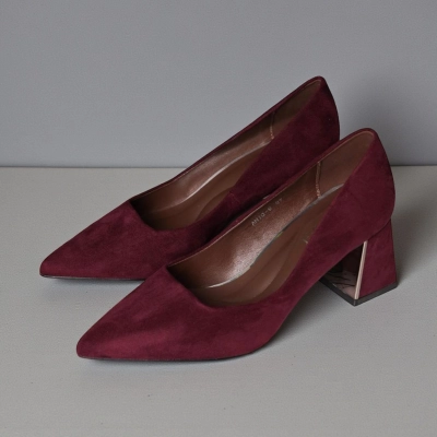 Туфли женские лодочки искусственная замша бордовые 12112 Туфли женские лодочки искусственная замша бордовые 12112