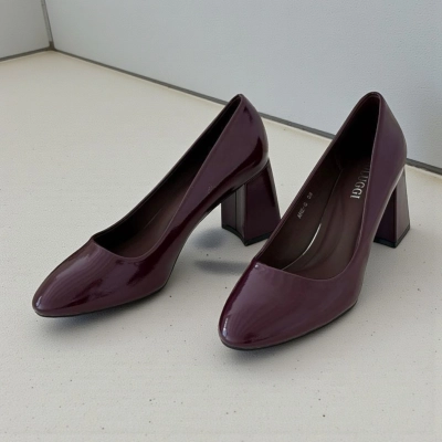 Туфли женские лодочки искусственная лак кожа баклажановые 12115 Туфли женские лодочки искусственная лак кожа баклажановые 12115