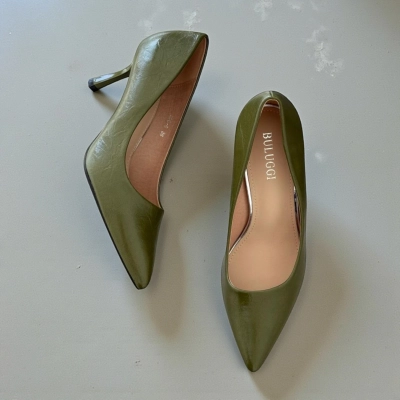 Туфли женские лодочки искусственная кожа оливковые 12123 Туфли женские лодочки искусственная кожа оливковые 12123