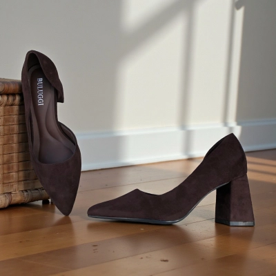 Туфли женские лодочки искусственная замша шоколадные 12134 Туфли женские лодочки искусственная замша шоколадные 12134