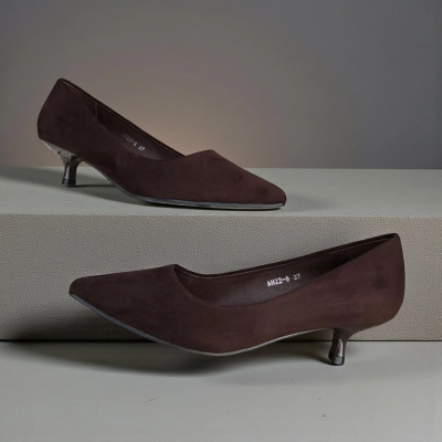 Туфли женские лодочки искусственная замша шоколадные 12142 Туфли женские лодочки искусственная замша шоколадные 12142