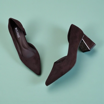 Туфли женские лодочки искусственная замша шоколадные 12150 Туфли женские лодочки искусственная замша шоколадные 12150