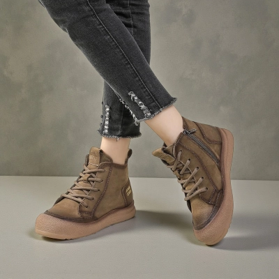 Ботинки женские зимние натуральная кожа хаки YZM071-3 Ботинки женские зимние натуральная кожа хаки YZM071-3