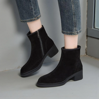 Ботинки женские зимние натуральная замша черные YM036-1 Ботинки женские зимние натуральная замша черные YM036-1