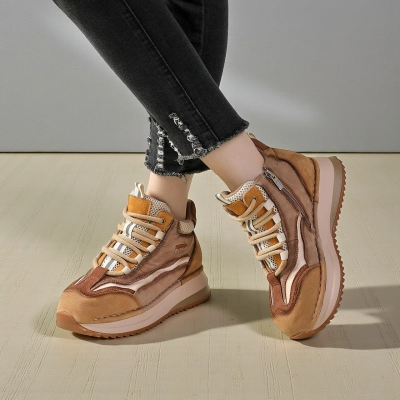 Кроссовки женские зимние натуральная кожа песочные YR003-3 Кроссовки женские зимние натуральная кожа песочные YR003-3