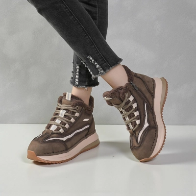 Кроссовки женские зимние натуральная кожа шоколадные YM072-4 Кроссовки женские зимние натуральная кожа шоколадные YM072-4