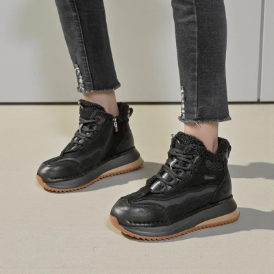 Кроссовки женские зимние натуральная кожа черные YM072-5 Кроссовки женские зимние натуральная кожа черные YM072-5