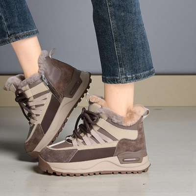 Кроссовки женские зимние натуральная кожа коричневые YM002-1 Кроссовки женские зимние натуральная кожа коричневые YM002-1