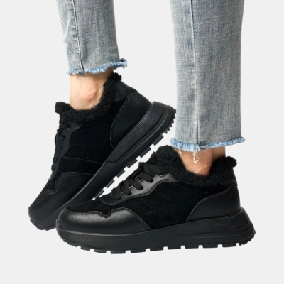 Кроссовки женские зимние натуральная кожа с замшей черные B472-3 Кроссовки женские зимние натуральная кожа с замшей черные B472-3