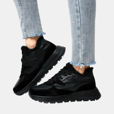 Кроссовки женские зимние натуральная кожа с замшей черные B471-3 Кроссовки женские зимние натуральная кожа с замшей черные B471-3