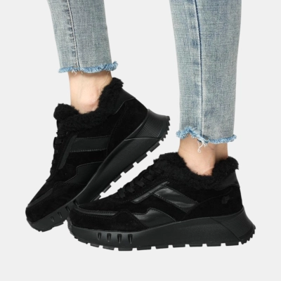 Кроссовки женские зимние натуральная кожа с замшей черные B476-3 Кроссовки женские зимние натуральная кожа с замшей черные B476-3