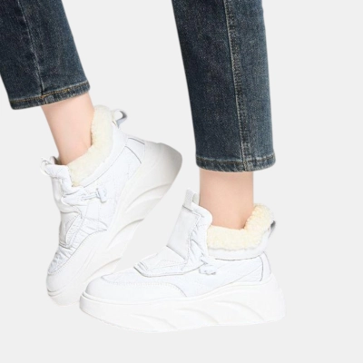 Ботинки женские зимние натуральная кожа с текстилем белые YM011-2 Ботинки женские зимние натуральная кожа с текстилем белые YM011-2