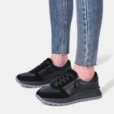 Кроссовки женские натуральная кожа с замшей черные Y246-3 Кроссовки женские натуральная кожа с замшей черные Y246-3