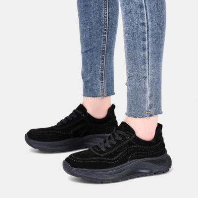 Кроссовки женские натуральная с замшей черные Y240-3 Кроссовки женские натуральная с замшей черные Y240-3