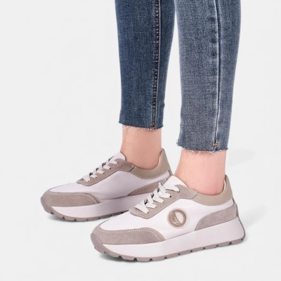 Кроссовки женские натуральная кожа бежевые Y252-2 Кроссовки женские натуральная кожа бежевые Y252-2