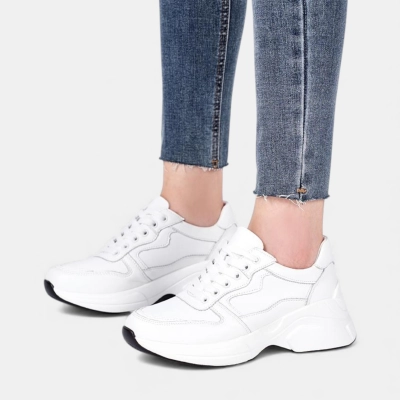 Кроссовки женские натуральная кожа белые W-81183 Кроссовки женские натуральная кожа белые W-81183