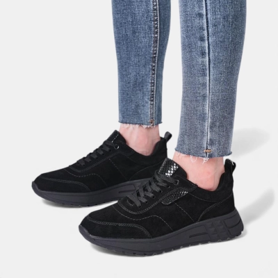 Кроссовки женские натуральная замша черные Y243-3 Кроссовки женские натуральная замша черные Y243-3