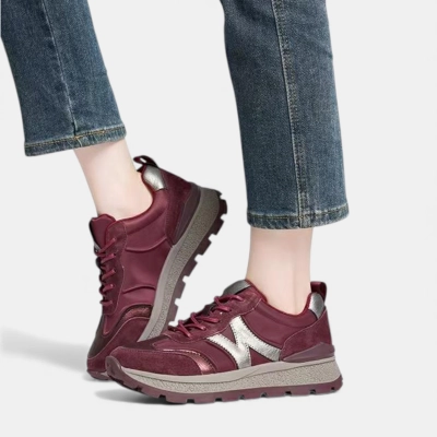Кроссовки женские натуральная замша кожа бордовые YD037-2 Кроссовки женские натуральная замша кожа бордовые YD037-2