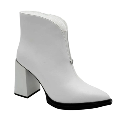Ботильоны женские YZY спрессованная кожа белые 18262-2A18 Ботильоны женские YZY спрессованная кожа белые 18262-2A18