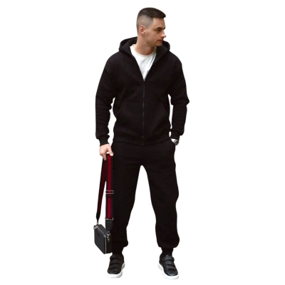 Мужской костюм двойка турецкая трех нитка на флисе черный 8015 Мужской костюм двойка турецкая трех нитка на флисе черный 8015