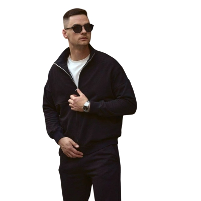 Мужской костюм двойка турецкая трех нитка на флисе черный 8017 Мужской костюм двойка турецкая трех нитка на флисе черный 8017