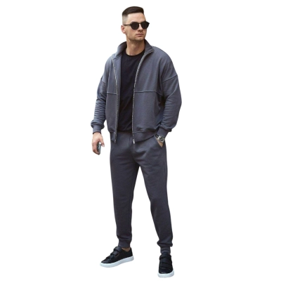 Мужской костюм двойка турецкая трех нитка на флисе графитовый 8018 Мужской костюм двойка турецкая трех нитка на флисе графитовый 8018