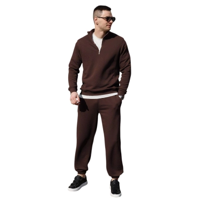 Мужской костюм турецкая Трехнитка на флисе коричневый 8023 Мужской костюм турецкая Трехнитка на флисе коричневый 8023