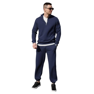 Мужской костюм турецкая Трехнитка на флисе синий 8024 Мужской костюм турецкая Трехнитка на флисе синий 8024