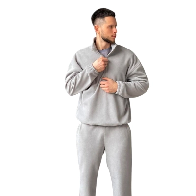 Мужской костюм флис двухсторонний серый 8030 Мужской костюм флис двухсторонний серый 8030