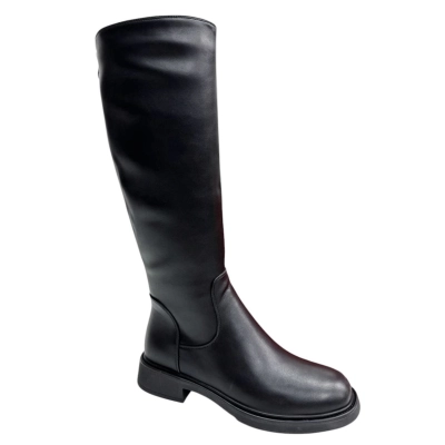 Сапоги женские демисезонные PINDIAN прессованная кожа черные 8659 Сапоги женские демисезонные PINDIAN прессованная кожа черные 8659