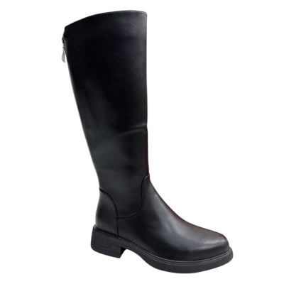 Сапоги женские демисезонные PINDIAN прессованная кожа черные 8662 Сапоги женские демисезонные PINDIAN прессованная кожа черные 8662